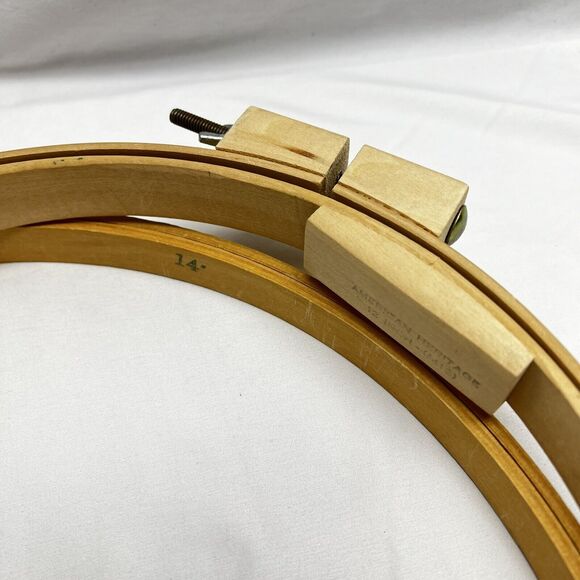 Vtg American Heritage Round Wood Embroidery Quilting Hoops (2) 14" & 12" - Picture 2 of 5